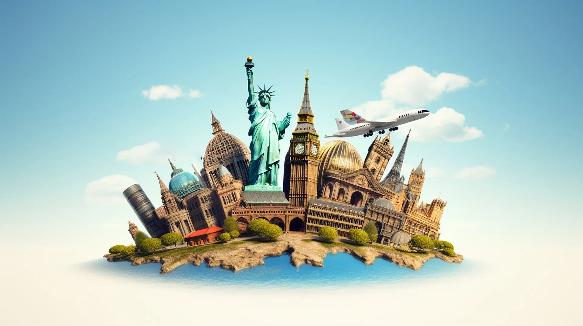 World landmarks collage